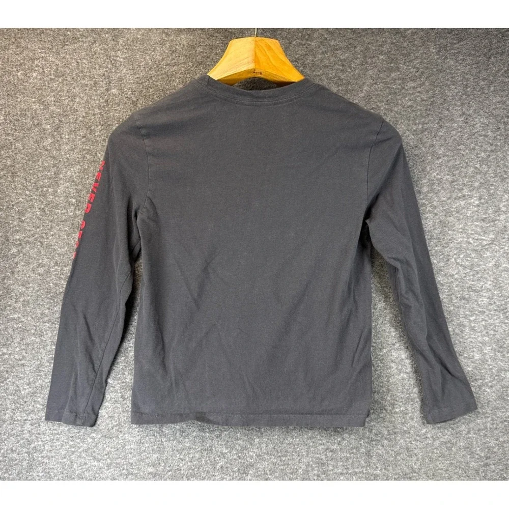 The North Face Long Sleeve T-Shirt Boys Large Black Faded Graphic Logo Tee Warm